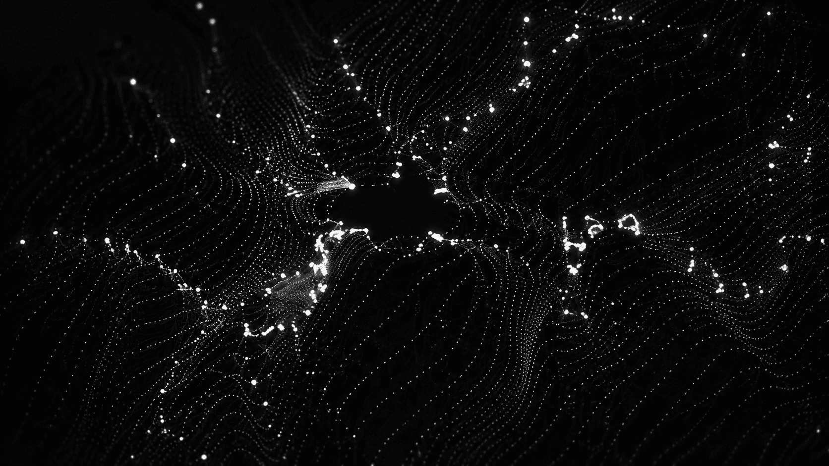An abstract particle field visualising logged field-test data